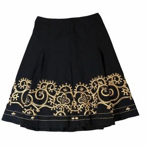 Sunny Leigh Gold Embroidered Skirt, Sz 8